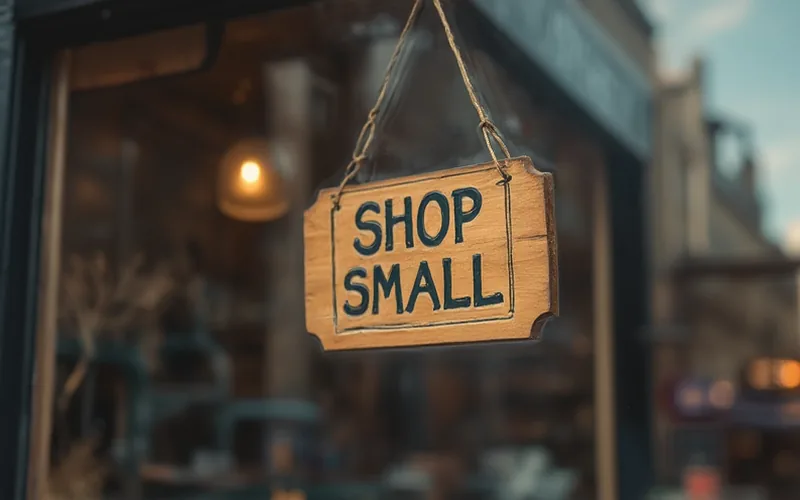 a small retain shop sign hanging in a window that says